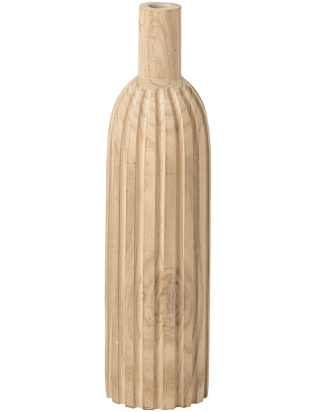 Vase bouteille cannelé en bois de paulownia naturel 14x14x56 cm Kurashiki J-Line - 1
