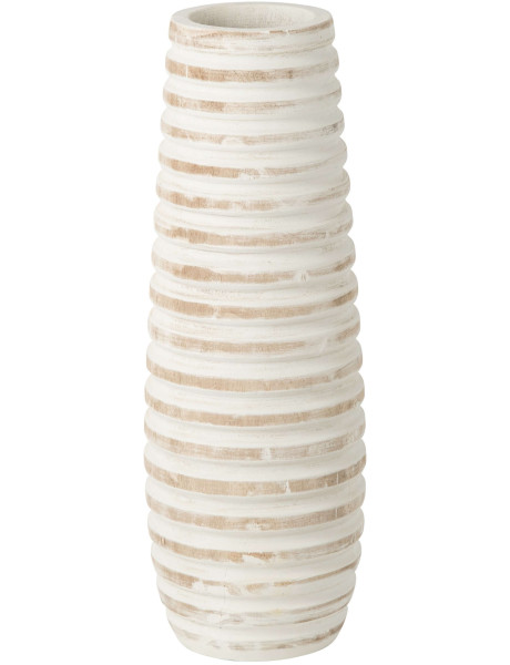 Grand vase de sol rainuré en bois de paulownia blanc 24x24x70 cm Kurashiki J-Line - 1