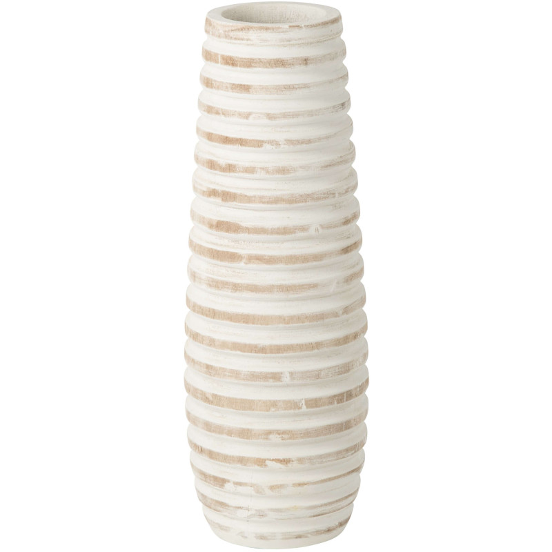 Grand vase de sol rainuré en bois de paulownia blanc 24x24x70 cm Kurashiki J-Line - 1