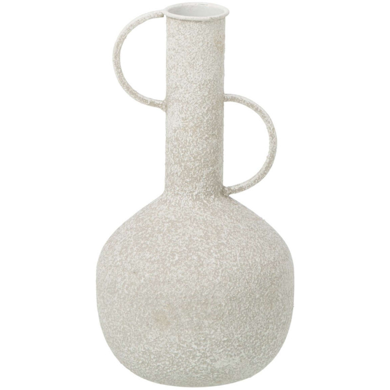 Vase à anses en métal blanc 14x14x26 cm Lixus J-Line - 1