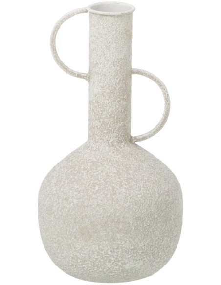 Vase à anses en métal blanc 14x14x26 cm Lixus J-Line - 1