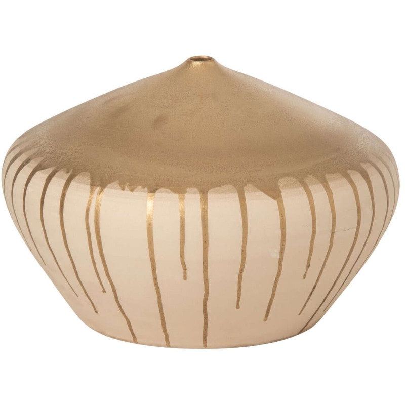 Vase boule décoratif en céramique beige et doré 36x36x22 cm Ziratha J-Line - 1