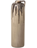 Vase haut cylindrique en céramique beige et brun 18x18x54 cm Drazhira