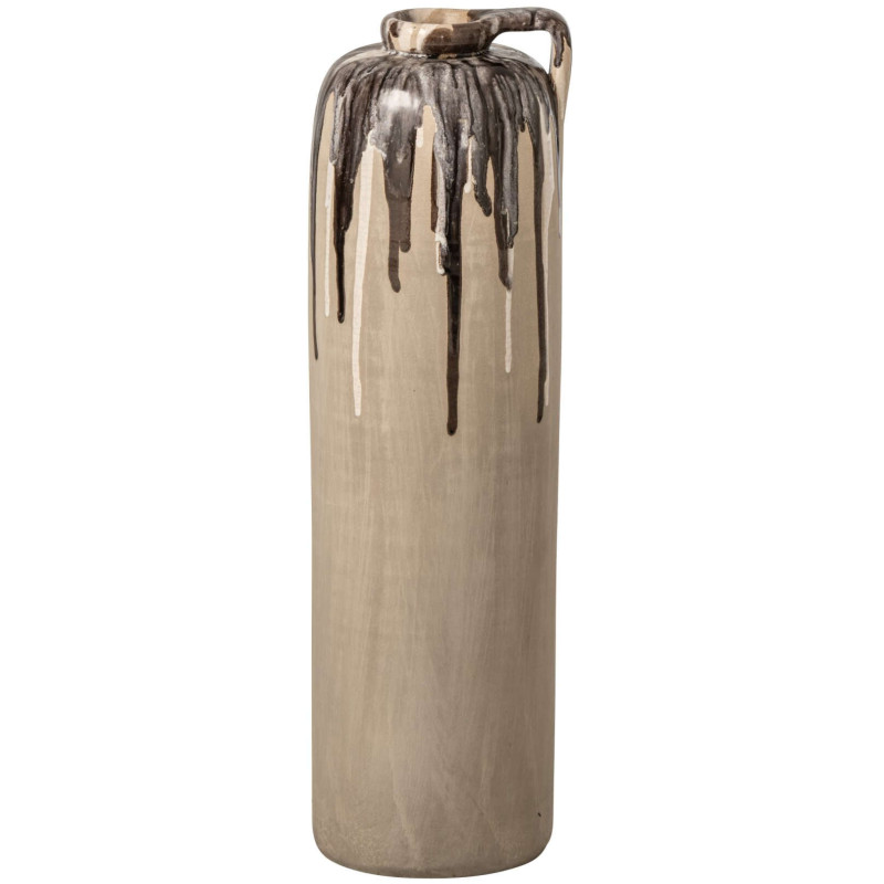 Vase haut cylindrique en céramique beige et brun 18x18x54 cm Drazhira J-Line - 1