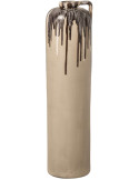 Vase de sol cylindrique en céramique beige brun 18x18x68 cm Drazhira