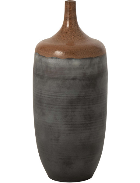 Vase de sol bouteille en céramique caramel gris bleu 34x34x80 cm Mirleft J-Line - 1