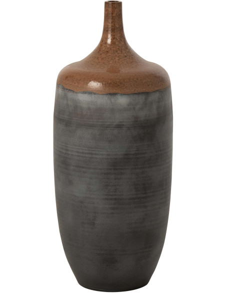 Vase de sol bouteille en céramique caramel gris bleu 34x34x80 cm Mirleft J-Line - 1