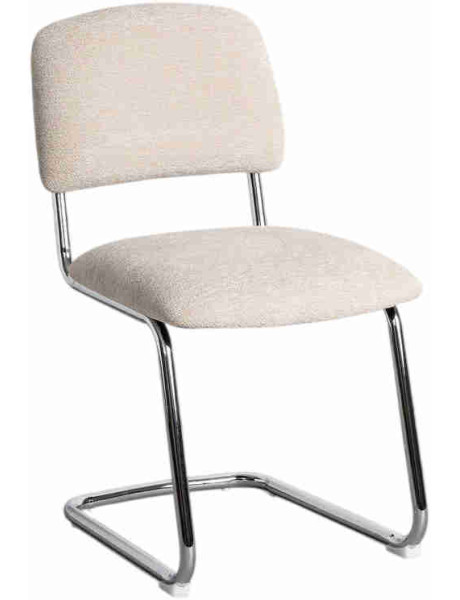 Lot de 2 chaises cantilever beige en tissu et métal chromé 47x55x84 cm Ozlin Ixia - 1