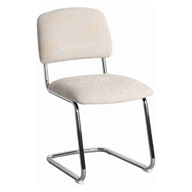 Lot de 2 chaises cantilever beige en tissu et métal chromé 47x55x84 cm Ozlin Ixia - 1