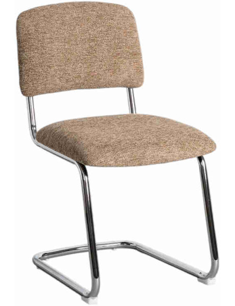 Lot de 2 chaises cantilever taupe tissu métal chromé 47x55x84 cm Ozlin  - 1