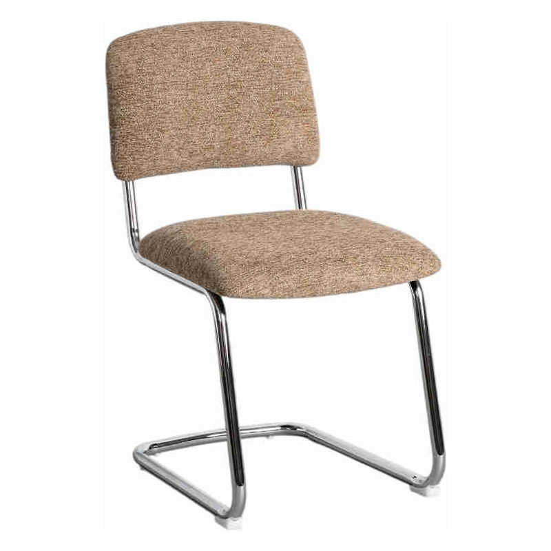 Lot de 2 chaises cantilever taupe tissu métal chromé 47x55x84 cm Ozlin  - 1