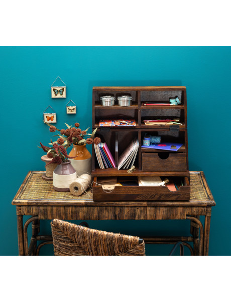 Bureau console en rotin foncé 115x53x76 cm Veracruz  - 2