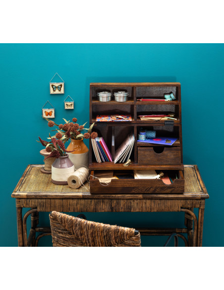 Bureau console en rotin foncé 115x53x76 cm Veracruz  - 2