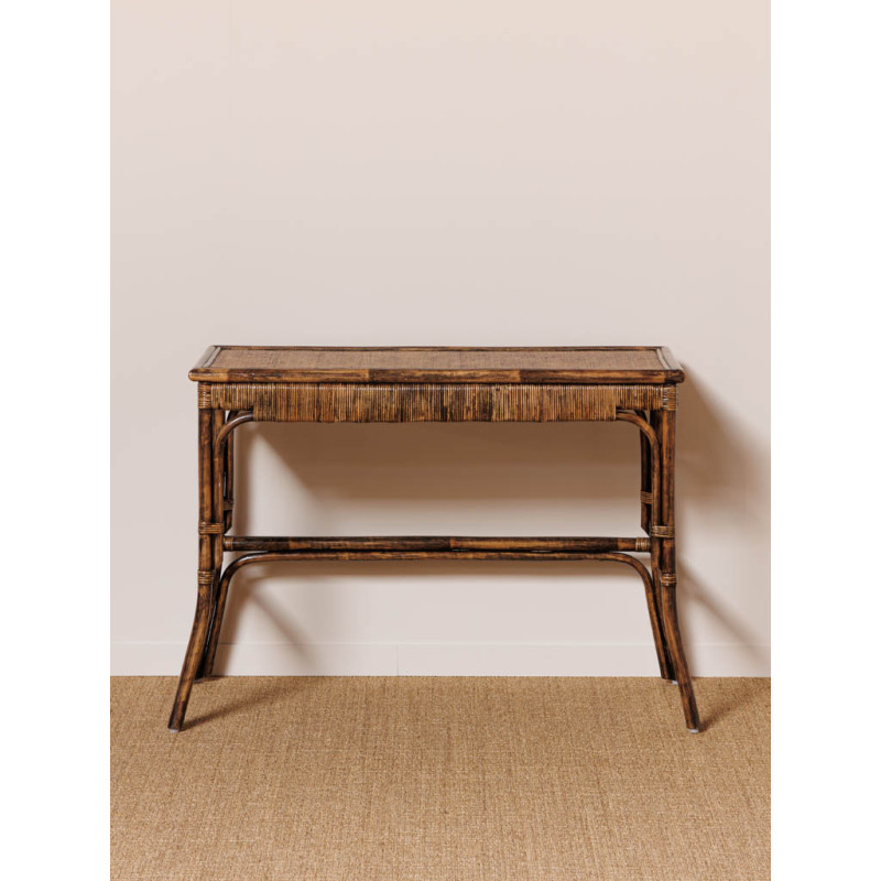 Bureau console en rotin foncé 115x53x76 cm Veracruz  - 3