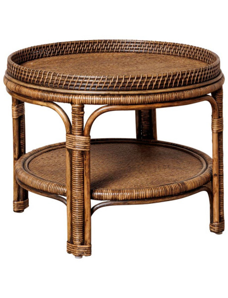 Table basse ronde en rotin foncé Ø66x48 cm Veracruz  - 1