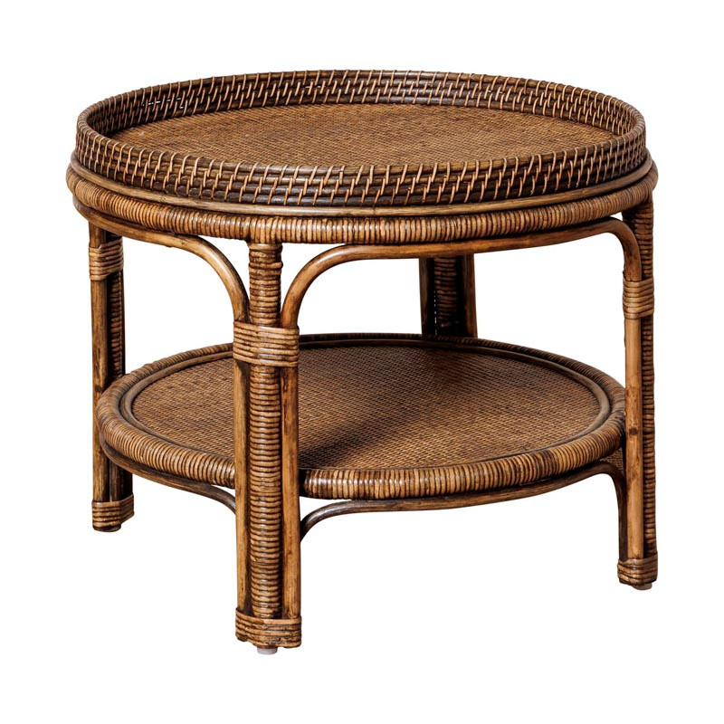 Table basse ronde en rotin foncé Ø66x48 cm Veracruz  - 1