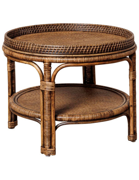 Table basse ronde en rotin foncé Ø66x48 cm Veracruz  - 1