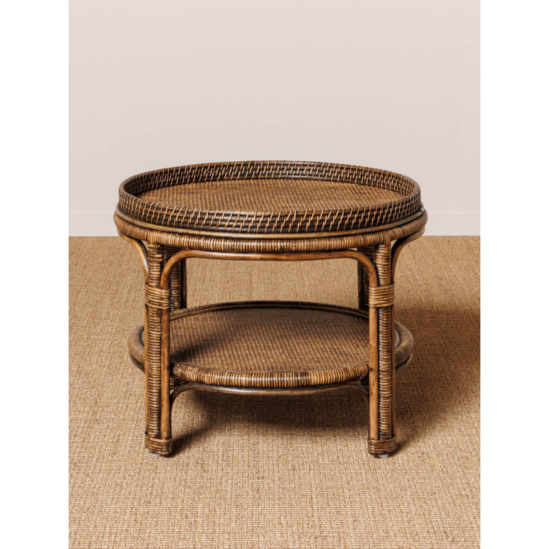 Table basse ronde en rotin foncé Ø66x48 cm Veracruz  - 2