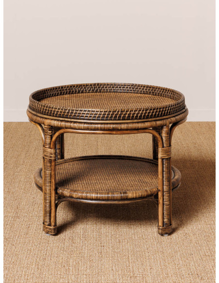 Table basse ronde en rotin foncé Ø66x48 cm Veracruz  - 2