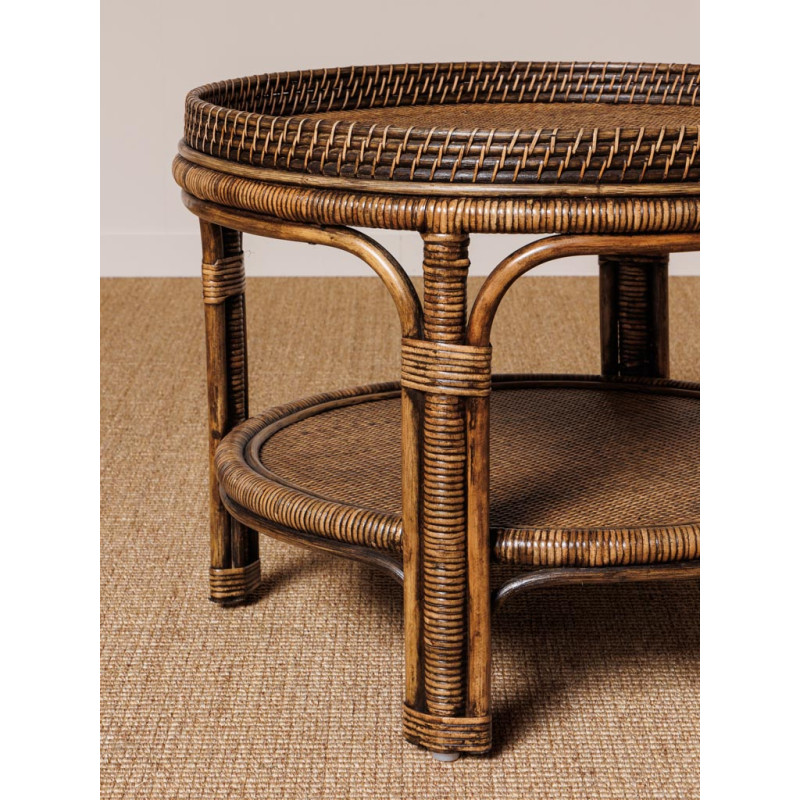 Table basse ronde en rotin foncé Ø66x48 cm Veracruz  - 3