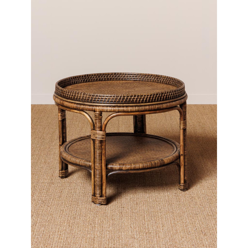 Table basse ronde en rotin foncé Ø66x48 cm Veracruz  - 4