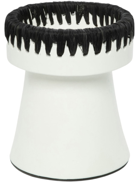 Bougeoir en terre cuite blanc noir 13x13x16 cm The Pretty Bazar Bizar - 1