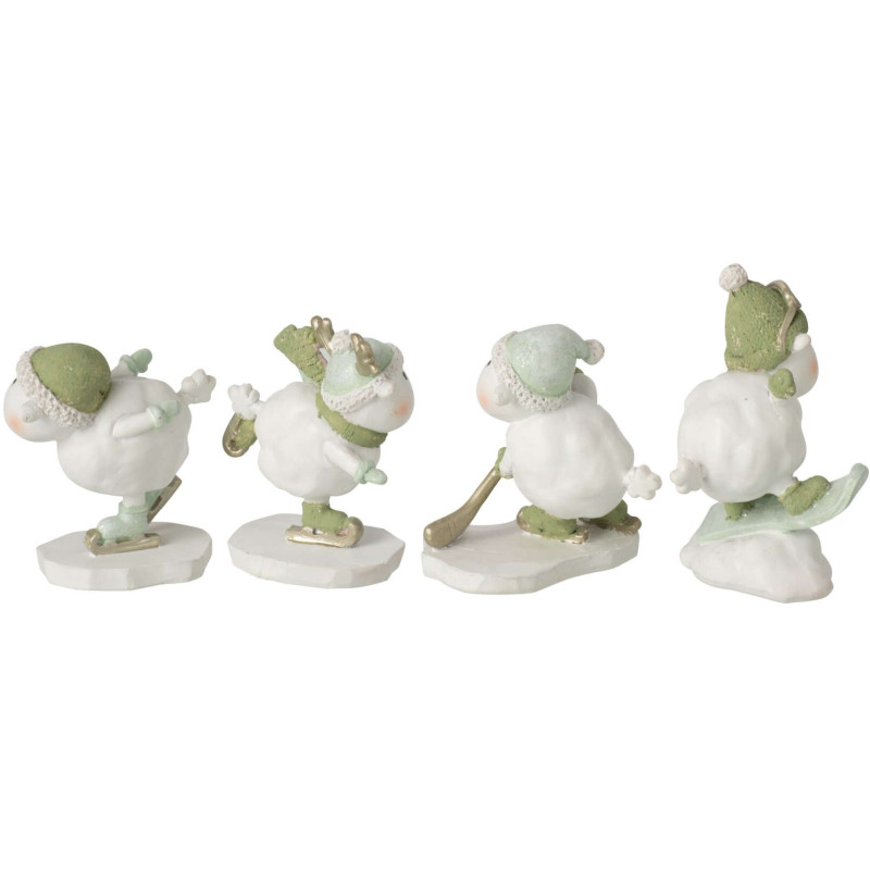 4 figurines moutons de Noël en polyrésine blanc vert 7,5x4,5x8 cm Nivalka J-Line - 3