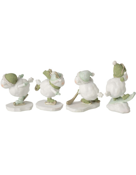 4 figurines moutons de Noël en polyrésine blanc vert 7,5x4,5x8 cm Nivalka J-Line - 3