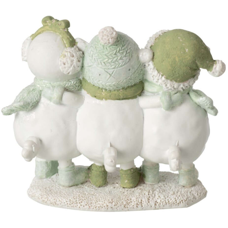 Figurine trio de moutons de Noël en polyrésine blanc vert 10x5,5x9 cm Nivalka J-Line - 3