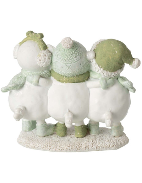 Figurine trio de moutons de Noël en polyrésine blanc vert 10x5,5x9 cm Nivalka J-Line - 3