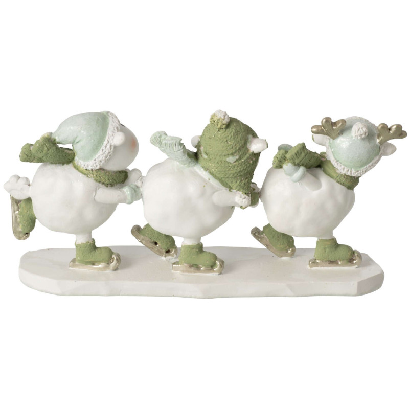 Figurine moutons patineurs de Noël polyrésine blanc vert 17,5x5x8,5 cm Nivalka J-Line - 2
