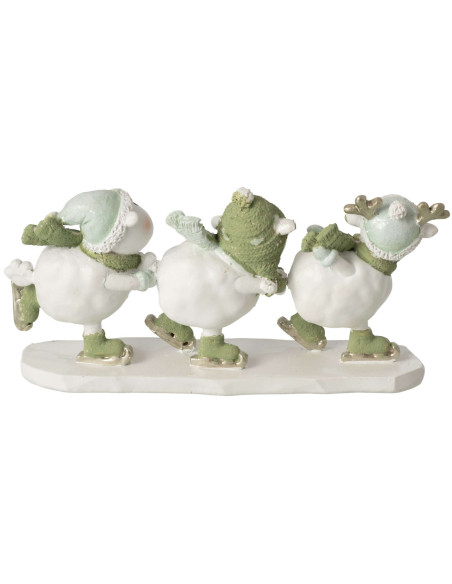 Figurine moutons patineurs de Noël polyrésine blanc vert 17,5x5x8,5 cm Nivalka J-Line - 2