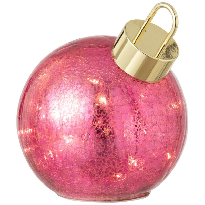 Boule de Noël LED en verre rose foncé 15x15x17,5 cm Noevira J-Line - 2