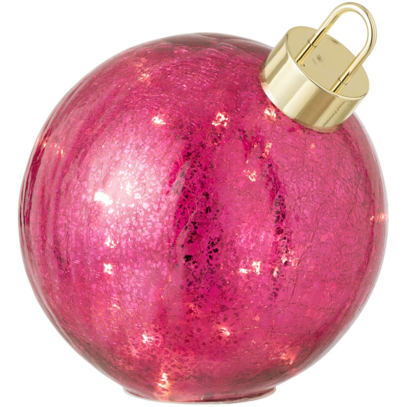 Boule de Noël LED en verre rose foncé 20x20x22 cm Noevira J-Line - 2