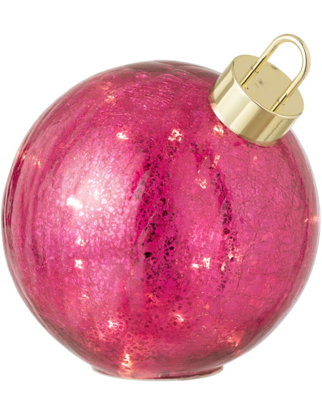Boule de Noël LED en verre rose foncé 20x20x22 cm Noevira J-Line - 2