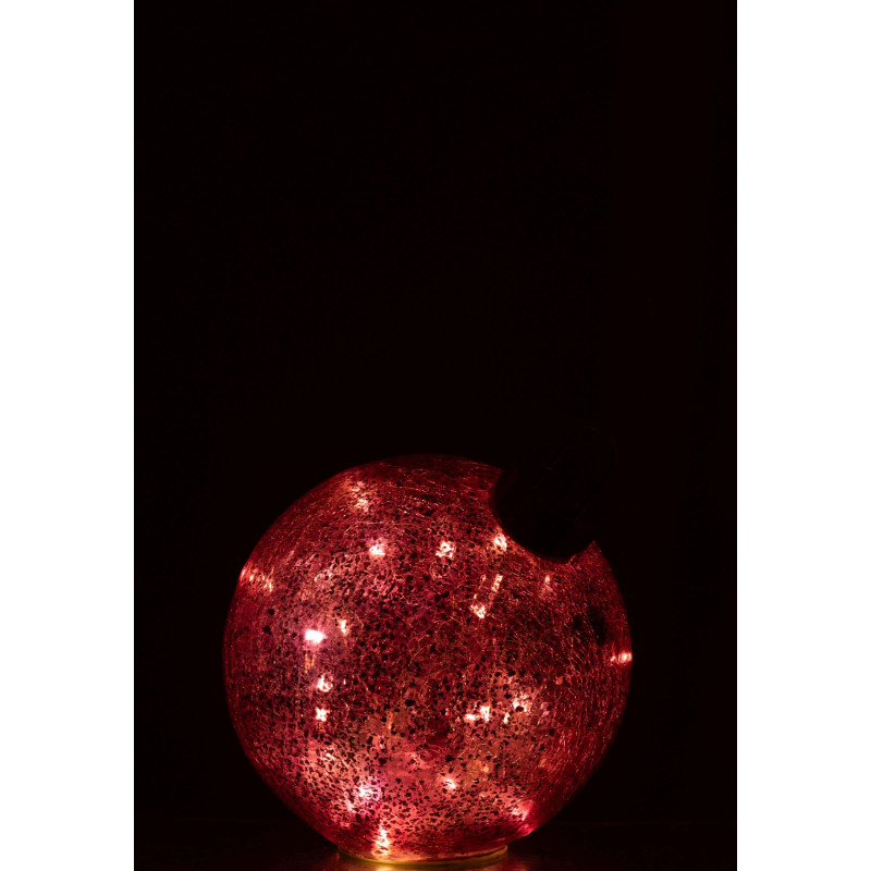 Boule de Noël LED en verre rose foncé 20x20x22 cm Noevira J-Line - 3