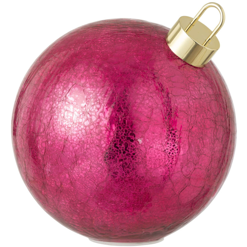 Grande boule de Noël LED en verre rose foncé 25x25x26 cm Noevira J-Line - 1