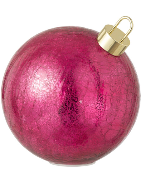 Grande boule de Noël LED en verre rose foncé 25x25x26 cm Noevira J-Line - 1