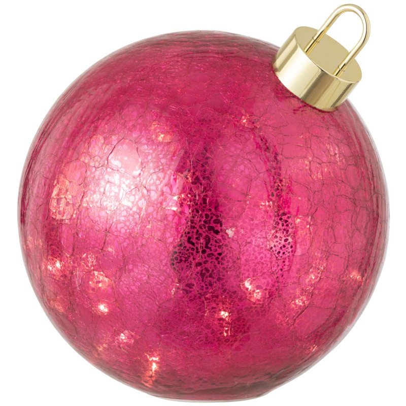 Grande boule de Noël LED en verre rose foncé 25x25x26 cm Noevira J-Line - 2