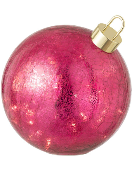Grande boule de Noël LED en verre rose foncé 25x25x26 cm Noevira J-Line - 2