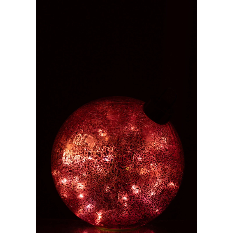 Grande boule de Noël LED en verre rose foncé 25x25x26 cm Noevira J-Line - 3
