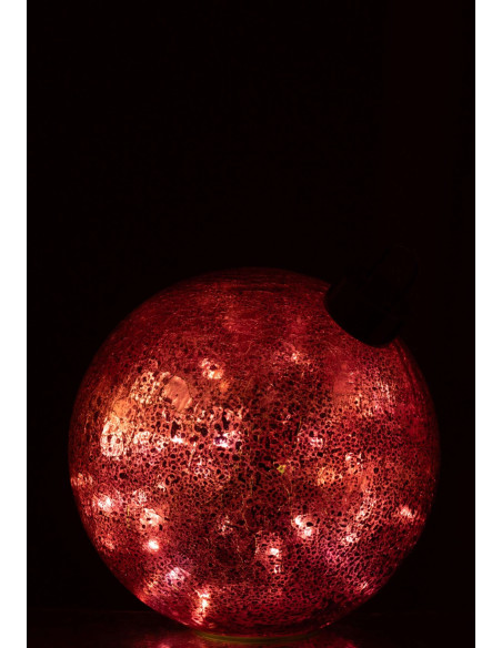Grande boule de Noël LED en verre rose foncé 25x25x26 cm Noevira J-Line - 3