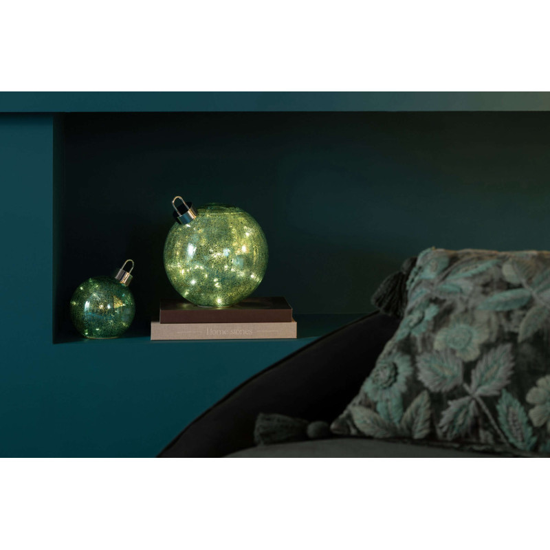 Boule de Noël LED en verre turquoise 15x15x17,5 cm Noevira J-Line - 2