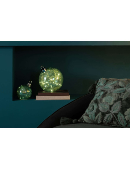 Boule de Noël LED en verre turquoise 15x15x17,5 cm Noevira J-Line - 2