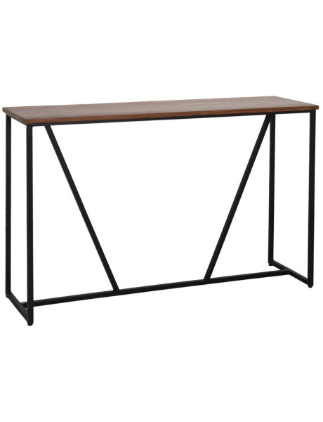 Console d’entrée industrielle en teck massif et métal noir 129x38x81 cm Tervain  - 1