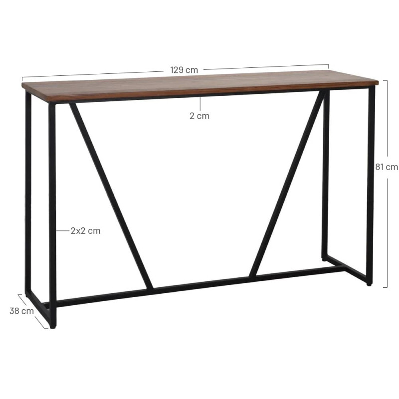 Console d’entrée industrielle en teck massif et métal noir 129x38x81 cm Tervain  - 5