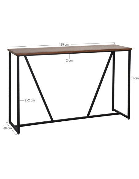 Console d’entrée industrielle en teck massif et métal noir 129x38x81 cm Tervain  - 5