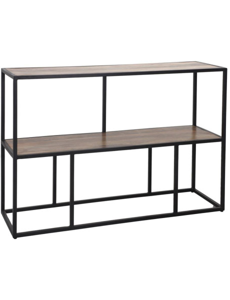 Étagère console industrielle en manguier et métal noir 130x40x90 cm Durnvik  - 1