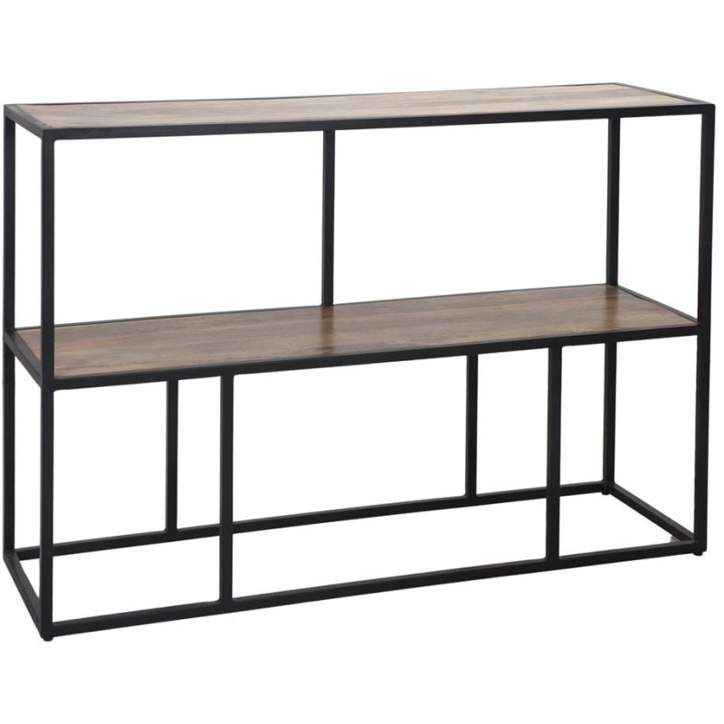 Étagère console industrielle en manguier et métal noir 130x40x90 cm Durnvik  - 1