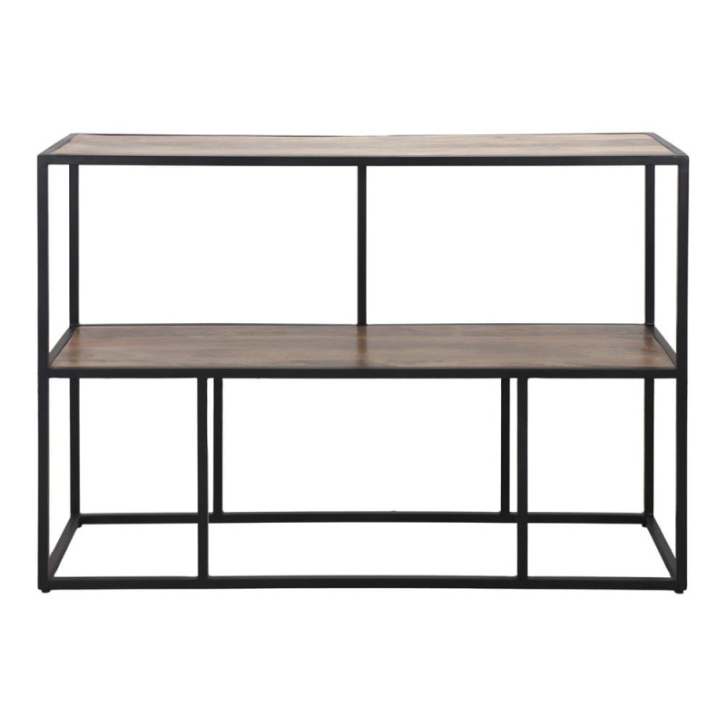 Étagère console industrielle en manguier et métal noir 130x40x90 cm Durnvik  - 3